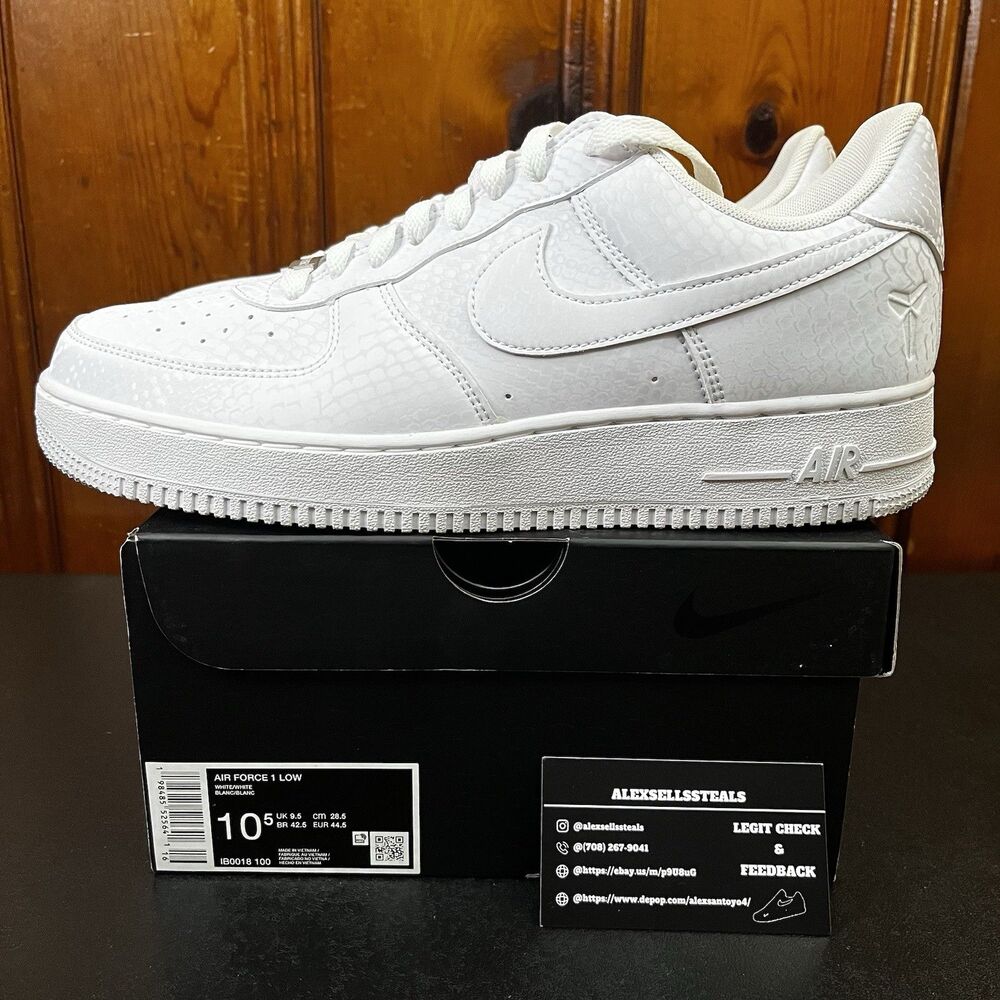 Nike Kobe Bryant x Air Force 1 Low Forever White Size 10.5 Men’s (IB0018-100)